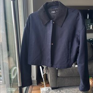 Zara Women's Navy Cropped Jacket